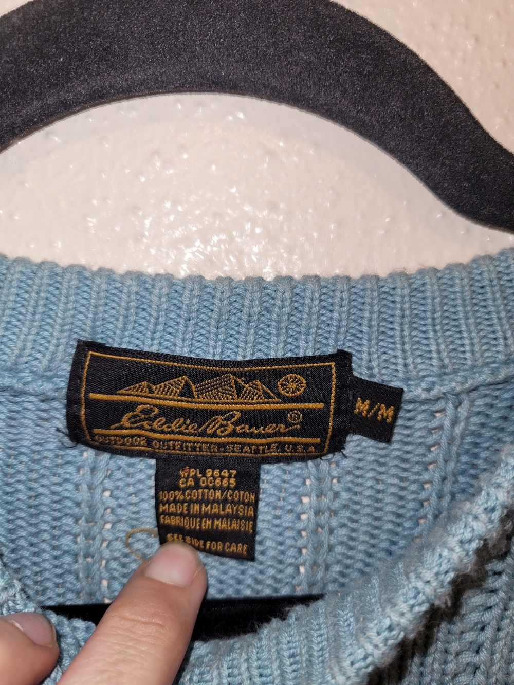 Eddie Bauer Vintage 100% Cotton Cable Knit Crewneck Sweater Mens Medium - Picture 2 of 6